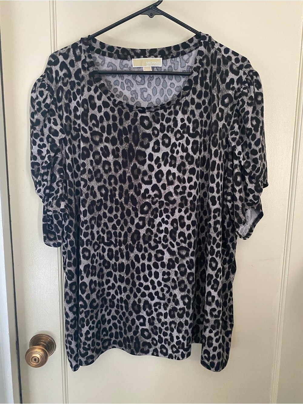 Michael Kors Black & Gray Leopard Short Sleeve Tee